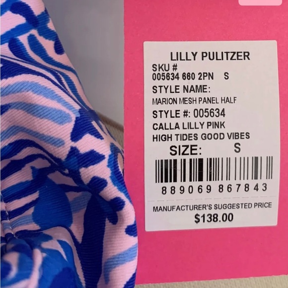 LILLY PULITZER Marion Mesh Panel 1/2 Zip Calla Lilly Pink High Tides Good Vibes. - Picture 6 of 6
